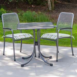 Prats Outdoor Square Bistro Table With 2 Armchairs In Charcoal - UK