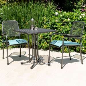 Prats Outdoor Square Bistro Table With 2 Armchairs In Jade - UK