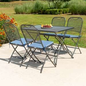 Prats Outdoor Square Dining Table With 4 Chairs In Blue - UK