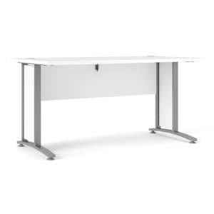 Prax 150cm Computer Desk In White With Silver Grey Legs - UK