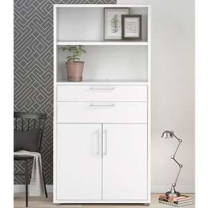 Prax Tall 2 Doors 2 Drawers Office Storage Cabinet In White