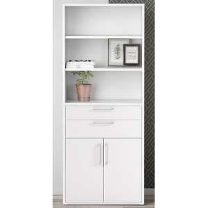 Prax Tall 2 Drawers 2 Doors Office Storage Cabinet In White