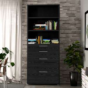 Prax 5 Shelves 2 Drawers Office Storage Cabinet In Black