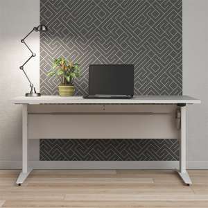 Prax Electric 150cm Computer Desk In White With Silver Grey Legs