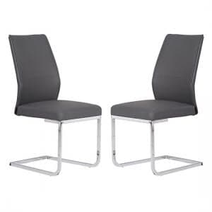 Prestina Dining Chair In Grey Faux Leather In A Pair - UK