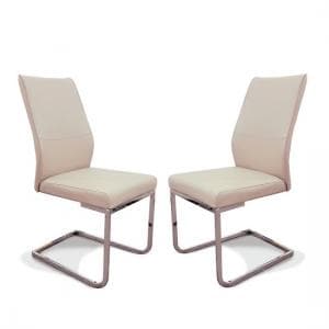 Prestina Dining Chair In Taupe Faux Leather In A Pair