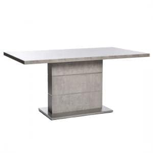 Prestina Dining Table In Concrete Effect And Brushed Steel Base