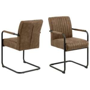 Preston Light Brown Fabric Dining Chairs In Pair - UK