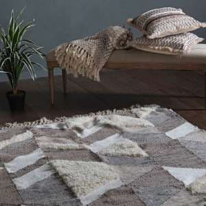 Preveza Rectangular Fabric Rug In Brown And Natural