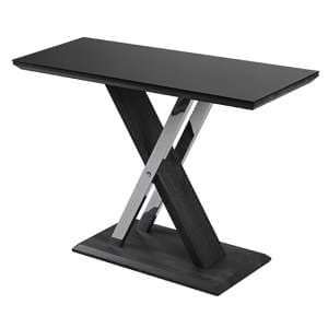 Prica Black Glass Top Console Table With Black Base - UK