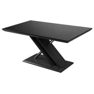 Prica Black Glass Top Dining Table With Black Base - UK