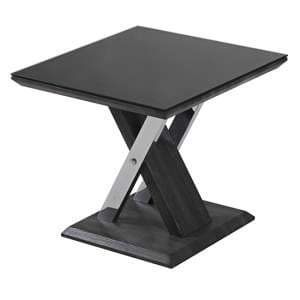 Prica Black Glass Top End Table With Black Base - UK