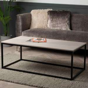Primm Wooden Coffee Table In Summer Grey With Matte Black Frame - UK