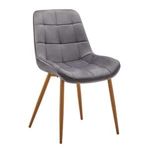Primo Fabric Dining Chair In Grey With Oak Legs