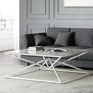 Penrith Glass Coffee Table With Polished Stainless Steel Base