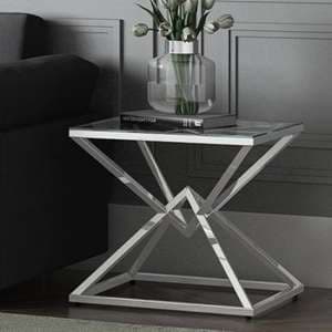 Penrith Glass Side Table With Polished Stainless Steel Base