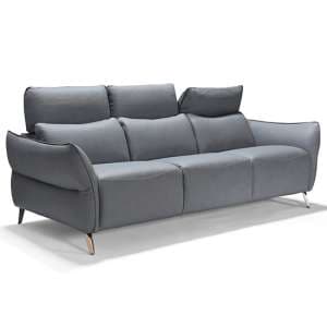Pristina Electric Leather Recliner 3 Seater Sofa In Cobalto - UK