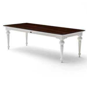 Provik Wooden Dining Table In White Distress And Deep Brown