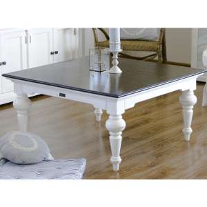 Provik Square Coffee Table In White Distress And Deep Brown