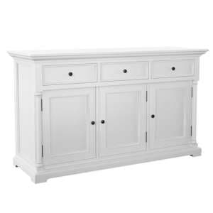 Proviko Wooden Classic Sideboard With 3 Doors In Classic White - UK