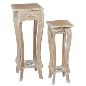 Province Wooden Set Of 2 Plant Stands In Weathered Oak