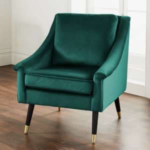 Provo Velvet Upholstered Armchair In Deep Green