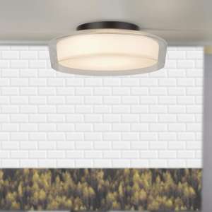 Puck Opal Flush Bathroom Ceiling Light In Black - UK