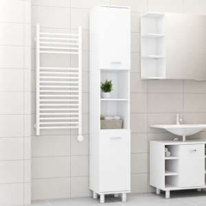 Pueblo Gloss Bathroom Storage Cabinet With 2 Doors In White - UK