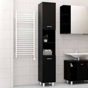 Pueblo Wooden Bathroom Storage Cabinet With 2 Doors In Black - UK