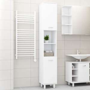 Pueblo Wooden Bathroom Storage Cabinet With 2 Doors In White - UK