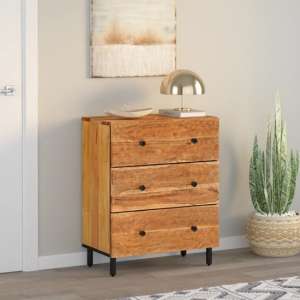 Purbeck Acacia Wood Chest Of 3 Drawers In Natural - UK