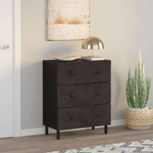 Purbeck Mango Wood Chest Of 3 Drawers In Black - UK