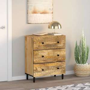 Purbeck Mango Wood Chest Of 3 Drawers In Natural - UK