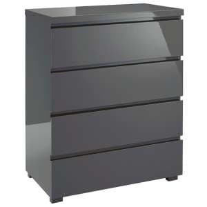 Purer High Gloss Chest Of 4 Drawers In Charcoal