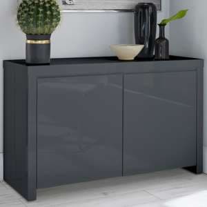 Purer High Gloss Sideboard With 2 Doors In Charcoal