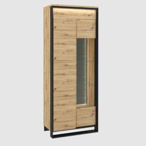 Qesso Display Cabinet Tall 2 Doors In Artisan Oak With LED - UK