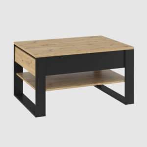Qesso Wooden Coffee Table In Artisan Oak With Undershelf - UK