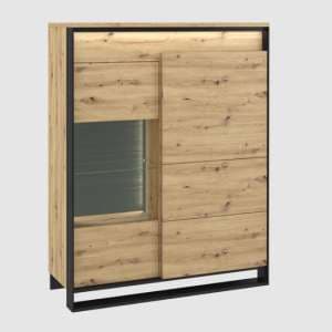 Qesso Wooden Display Cabinet 2 Doors In Artisan Oak With LED - UK