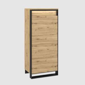 Qesso Wooden Storage Cabinet 1 Door In Artisan Oak With LED