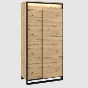 Qesso Wooden Wardrobe With 2 Doors In Artisan Oak And LED - UK