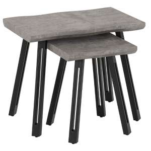 Qinson Wave Edge Set Of 2 Nest Of Tables In Concrete Effect - UK