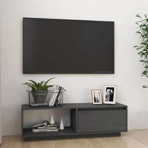 Quana Pinewood TV Stand With 1 Door 1 Shelf In Grey