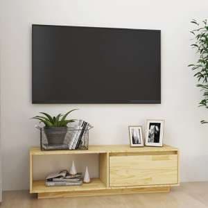 Quana Pinewood TV Stand With 1 Door 1 Shelf In Natural - UK