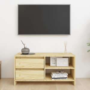 Quana Pinewood TV Stand With 2 Doors 1 Shelf In Natural - UK