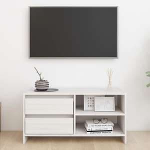 Quana Pinewood TV Stand With 2 Doors 1 Shelf In White - UK