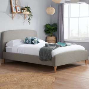Quebecor Fabric Double Bed In Grey - UK