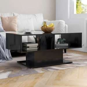 Quenti High Gloss Coffee Table With Shelves In Black