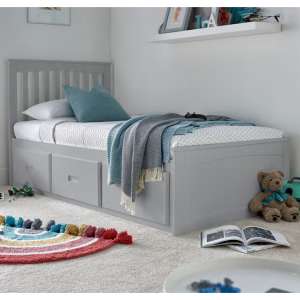 Salter Wooden Single Bed With 3 Drawers In Grey