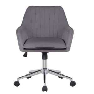 Quilla Velvet Home And Office Chair In Dark Grey