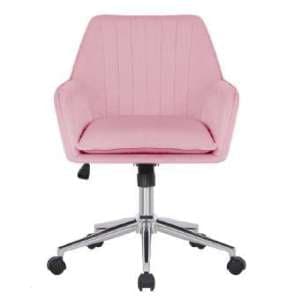 Quilla Velvet Home And Office Chair In Light Pink